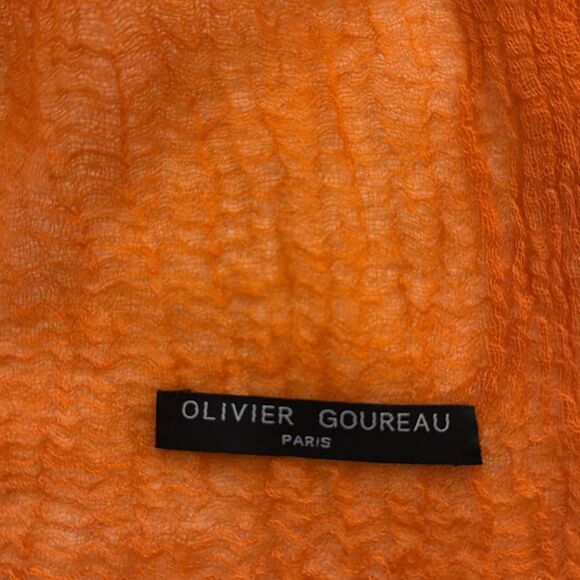 Olivier Goureau Paris Organic Textured Orange Oblong Scarf. - Picture 4 of 4
